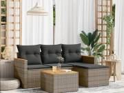 vidaXL 5 részes szürke polyrattan kerti ülőgarnitúra párnákkal
