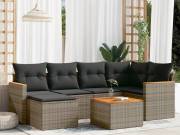 vidaXL 7 részes szürke polyrattan kerti ülőgarnitúra párnákkal
