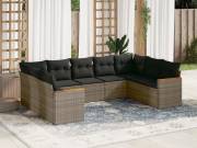 vidaXL 9 részes szürke polyrattan kerti ülőgarnitúra párnákkal