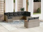 vidaXL 9 részes szürke polyrattan kerti ülőgarnitúra párnákkal