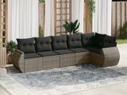 vidaXL 6 részes szürke polyrattan kerti ülőgarnitúra párnákkal