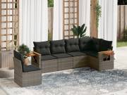 vidaXL 6 részes szürke polyrattan kerti ülőgarnitúra párnákkal