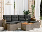vidaXL 7 részes szürke polyrattan kerti ülőgarnitúra párnákkal