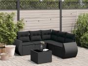 vidaXL 6 részes fekete polyrattan kerti ülőgarnitúra párnákkal