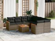 vidaXL 9 részes szürke polyrattan kerti ülőgarnitúra párnákkal