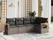 vidaXL 5 részes szürke polyrattan kerti ülőgarnitúra párnákkal
