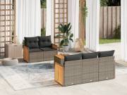 vidaXL 6 részes szürke polyrattan kerti ülőgarnitúra párnákkal
