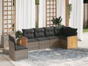 vidaXL 6 részes szürke polyrattan kerti ülőgarnitúra párnákkal