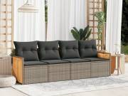 vidaXL 4 részes szürke polyrattan kerti ülőgarnitúra párnákkal
