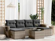 vidaXL 7 részes szürke polyrattan kerti ülőgarnitúra párnákkal