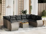 vidaXL 10 részes szürke polyrattan kerti ülőgarnitúra párnákkal