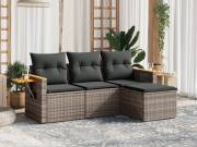 vidaXL 4 részes szürke polyrattan kerti ülőgarnitúra párnákkal