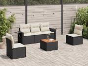 vidaXL 6 részes fekete polyrattan kerti ülőgarnitúra párnákkal