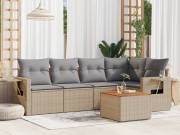 vidaXL 6 részes bézs polyrattan kerti ülőgarnitúra párnával