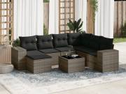 vidaXL 8 részes szürke polyrattan kerti ülőgarnitúra párnákkal