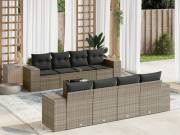 vidaXL 9 részes szürke polyrattan kerti ülőgarnitúra párnákkal