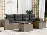 vidaXL 6 részes szürke polyrattan kerti ülőgarnitúra párnákkal