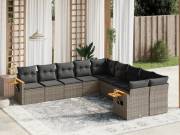 vidaXL 10 részes szürke polyrattan kerti ülőgarnitúra párnákkal