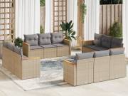 vidaXL 12 részes vegyes bézs polyrattan kerti ülőgarnitúra párnákkal