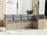 vidaXL 5 részes vegyes bézs polyrattan kerti ülőgarnitúra párnákkal