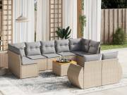 vidaXL 10 részes bézs polyrattan kerti ülőgarnitúra párnával