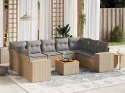 vidaXL 10 részes bézs polyrattan kerti ülőgarnitúra párnával