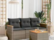 vidaXL 4 részes szürke polyrattan kerti ülőgarnitúra párnákkal