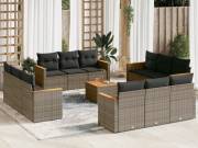 vidaXL 13 részes szürke polyrattan kerti ülőgarnitúra párnákkal