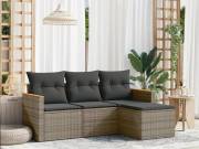 vidaXL 4 részes szürke polyrattan kerti ülőgarnitúra párnákkal