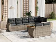 vidaXL 9 részes szürke polyrattan kerti ülőgarnitúra párnákkal