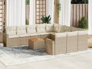 vidaXL 12 részes bézs polyrattan kerti ülőgarnitúra párnákkal