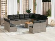 vidaXL 13 részes szürke polyrattan kerti ülőgarnitúra párnákkal