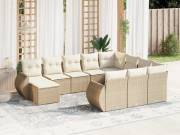 vidaXL 11 részes bézs polyrattan kerti ülőgarnitúra párnákkal