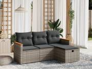 vidaXL 4 részes szürke polyrattan kerti ülőgarnitúra párnákkal