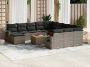 vidaXL 13 részes szürke polyrattan kerti ülőgarnitúra párnákkal