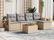 vidaXL 6 részes bézs polyrattan kerti ülőgarnitúra párnával