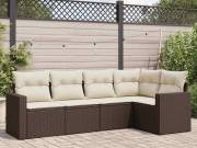 vidaXL 5 részes barna polyrattan kerti ülőgarnitúra párnával