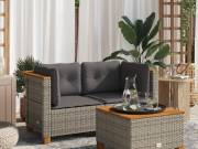 vidaXL 2 db szürke polyrattan kerti sarokkanapé párnával
