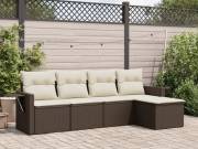 vidaXL 5 részes barna polyrattan kerti ülőgarnitúra párnával