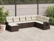 vidaXL 8 részes barna polyrattan kerti ülőgarnitúra párnákkal
