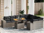 vidaXL 10 részes szürke polyrattan kerti ülőgarnitúra párnákkal