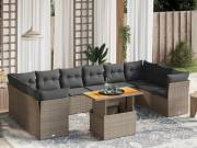 vidaXL 11 részes szürke polyrattan kerti ülőgarnitúra párnákkal