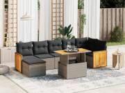 vidaXL 8 részes szürke polyrattan kerti ülőgarnitúra párnákkal