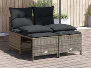 vidaXL 4 részes szürke polyrattan kerti ülőgarnitúra párnákkal