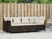 vidaXL 5 részes barna polyrattan kerti ülőgarnitúra párnával