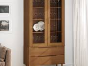 vidaXL MOLDE barna tömör fenyőfa vitrin szekrény 90 x 35 x 175 cm