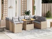 vidaXL 10 részes bézs polyrattan kerti ülőgarnitúra párnával
