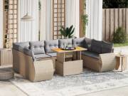 vidaXL 10 részes bézs polyrattan kerti ülőgarnitúra párnával
