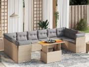 vidaXL 11 részes bézs polyrattan kerti ülőgarnitúra párnákkal