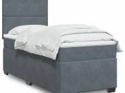 vidaXL sötétszürke bársony rugós ágy matraccal 90x190 cm